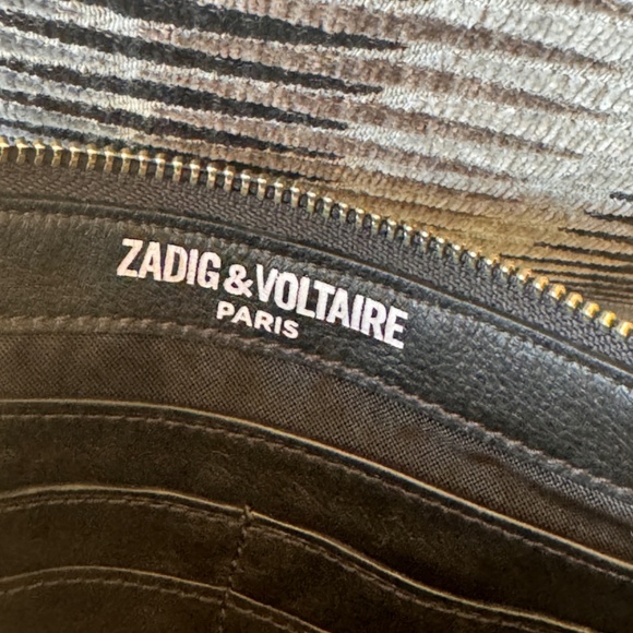 Zadig & Voltaire Black Cloth Clutch Bag with Multi patches & Top Zip Closure - Picture 7 of 8